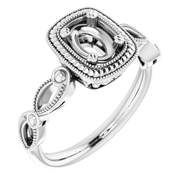 Rope & Milgrain Solitaire Ring