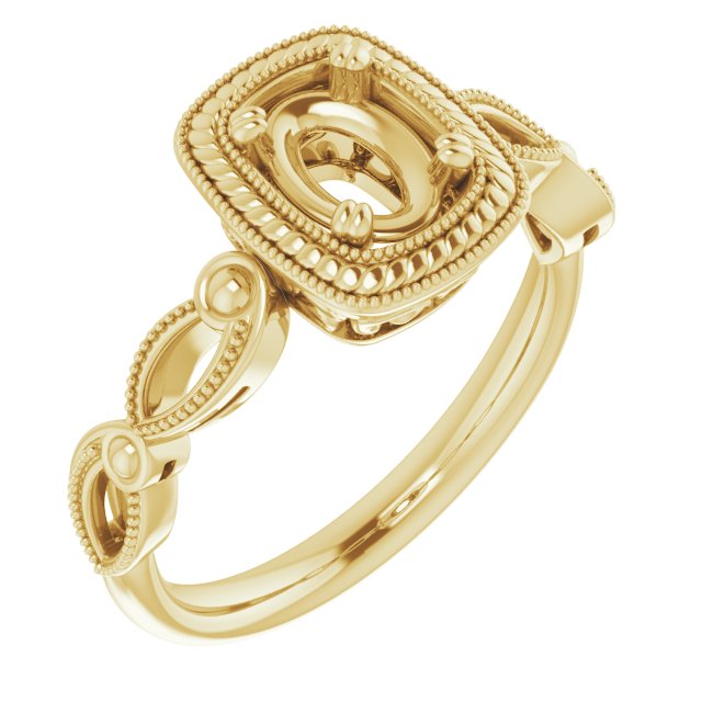 Rope & Milgrain Solitaire Ring