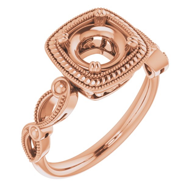 Rope & Milgrain Solitaire Ring
