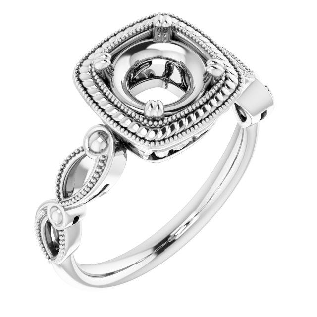 Rope & Milgrain Solitaire Ring