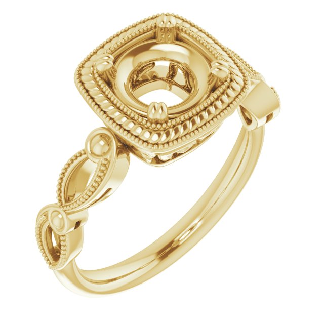 Rope & Milgrain Solitaire Ring