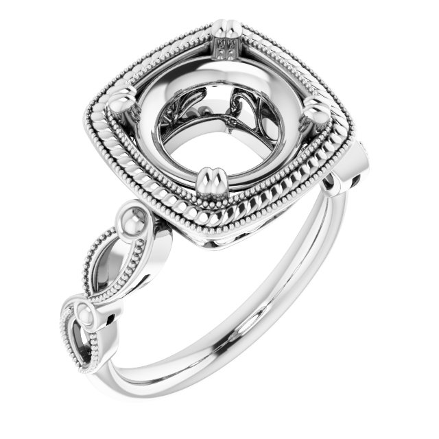 Rope & Milgrain Solitaire Ring