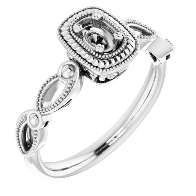 Rope & Milgrain Solitaire Ring