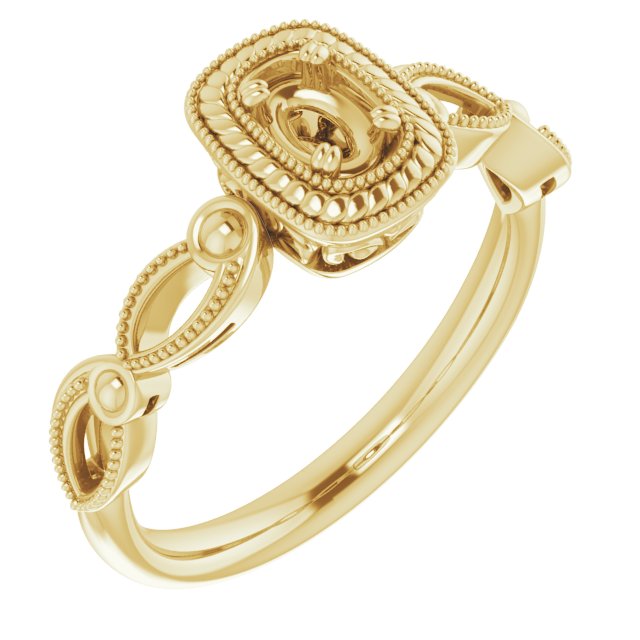 Rope & Milgrain Solitaire Ring