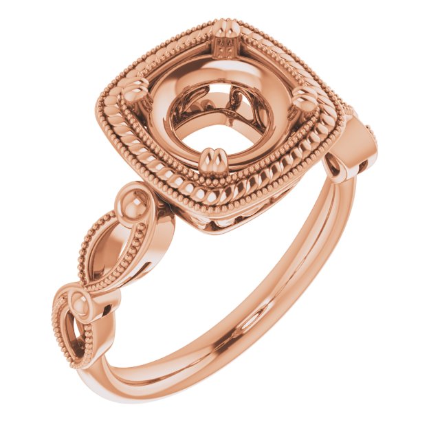Rope & Milgrain Solitaire Ring