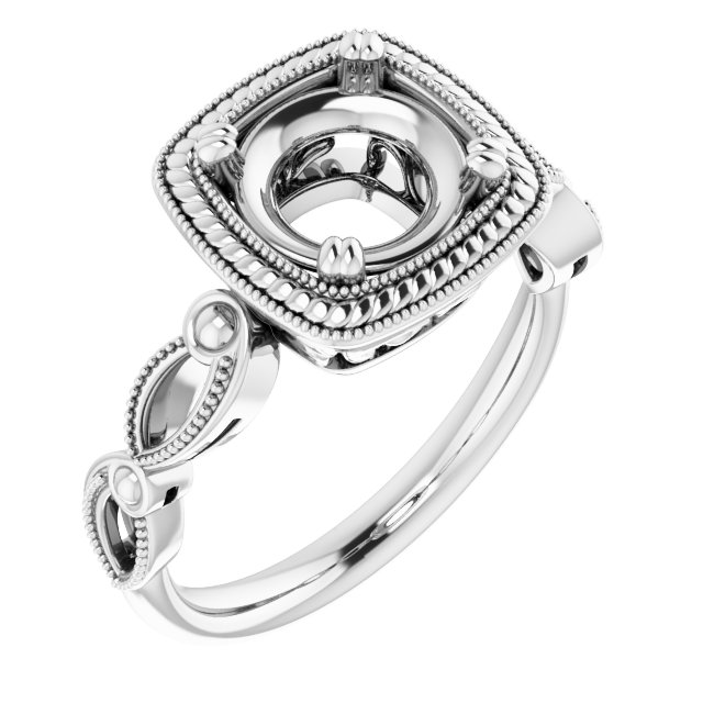 Rope & Milgrain Solitaire Ring