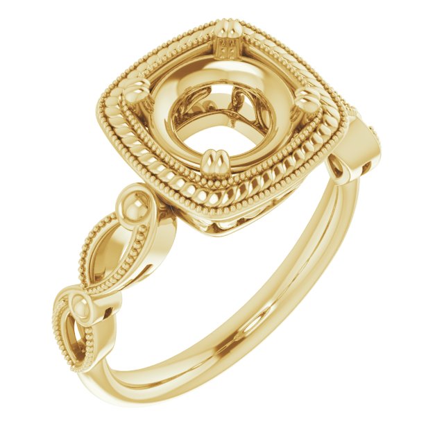 Rope & Milgrain Solitaire Ring