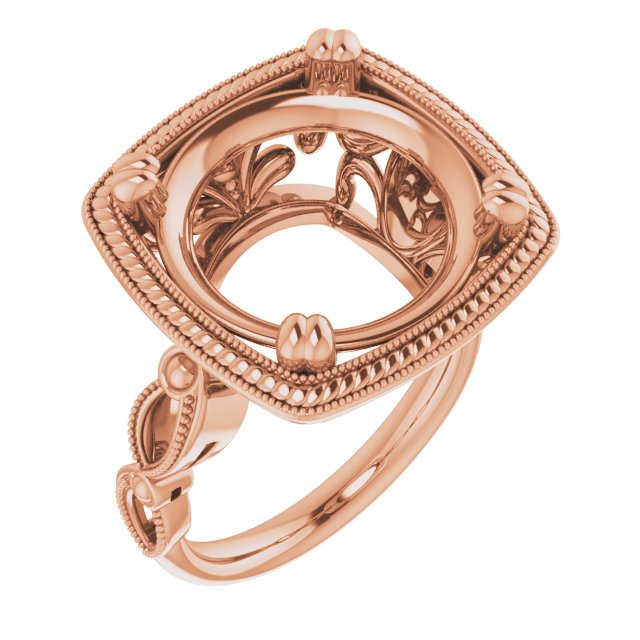 Rope & Milgrain Solitaire Ring