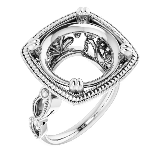 Rope & Milgrain Solitaire Ring