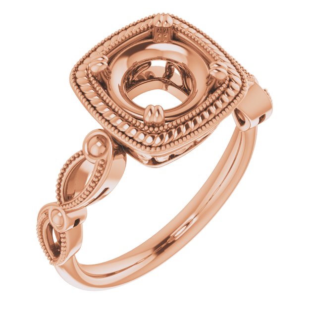 Rope & Milgrain Solitaire Ring