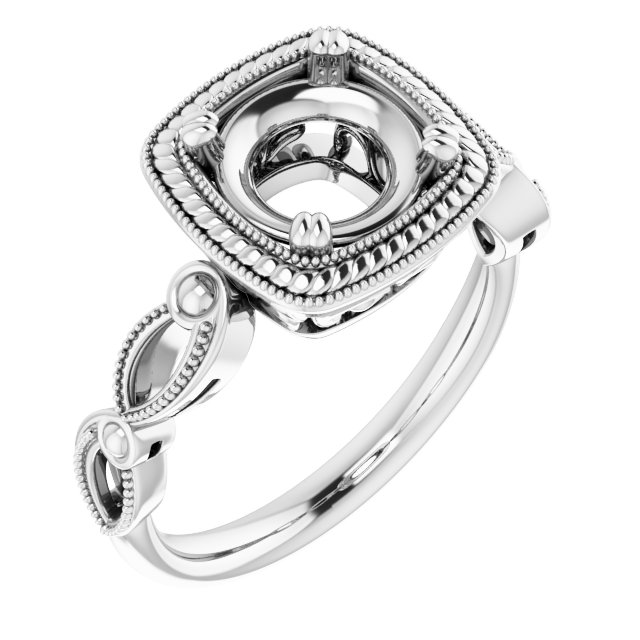 Rope & Milgrain Solitaire Ring