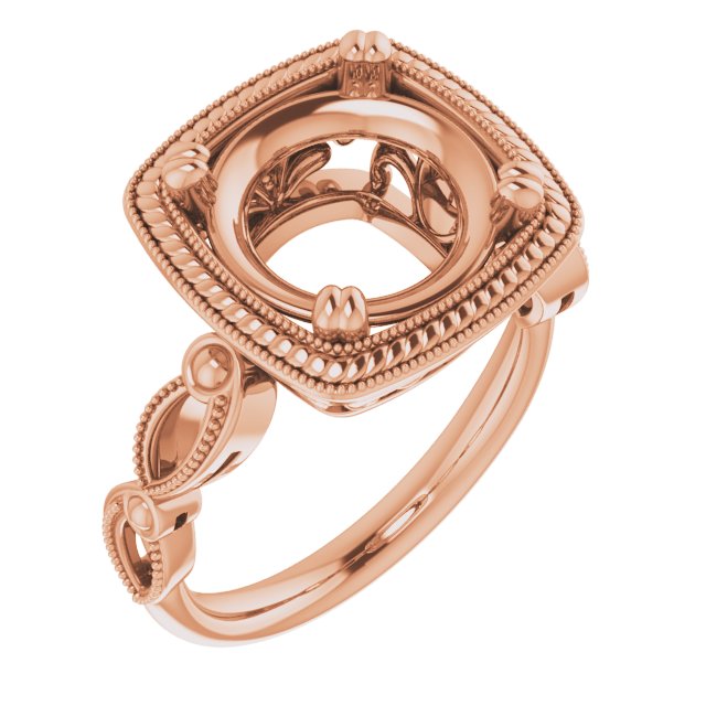 Rope & Milgrain Solitaire Ring