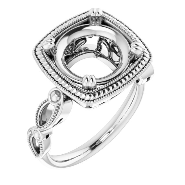 Rope & Milgrain Solitaire Ring