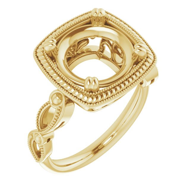 Rope & Milgrain Solitaire Ring