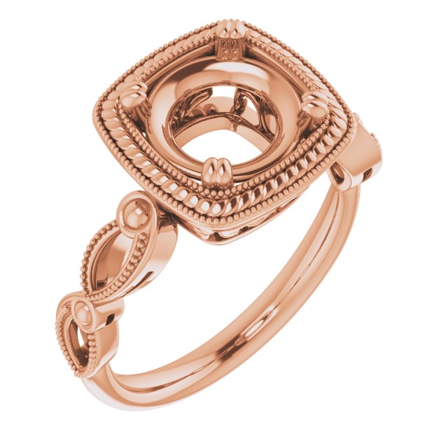 Rope & Milgrain Solitaire Ring