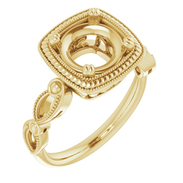 Rope & Milgrain Solitaire Ring