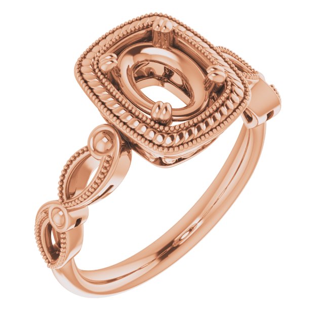 Rope & Milgrain Solitaire Ring