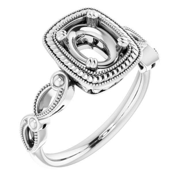 Rope & Milgrain Solitaire Ring