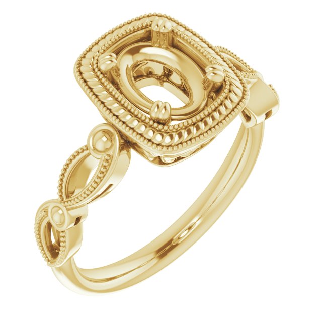 Rope & Milgrain Solitaire Ring