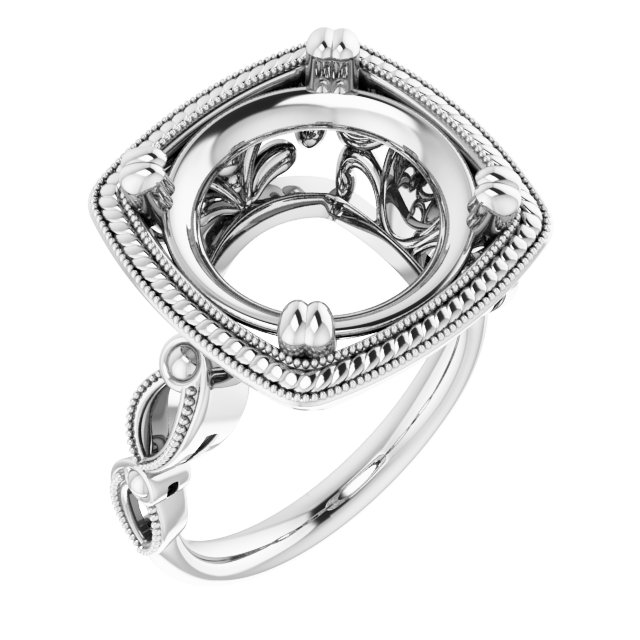Rope & Milgrain Solitaire Ring