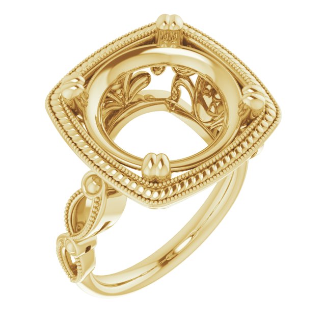 Rope & Milgrain Solitaire Ring