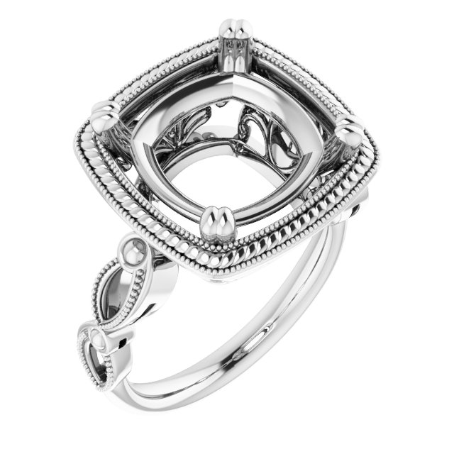 Rope & Milgrain Solitaire Ring