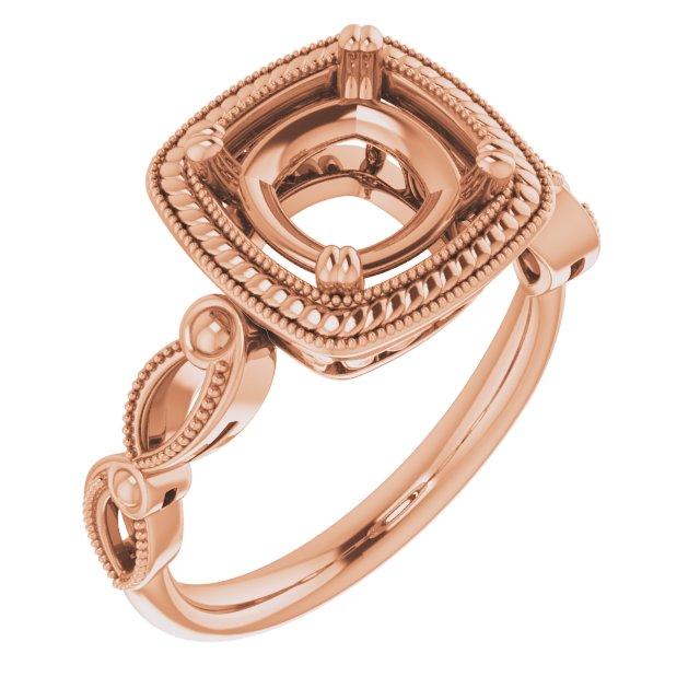 Rope & Milgrain Solitaire Ring