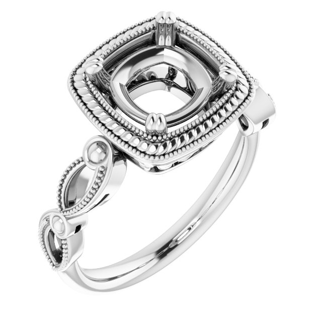 Rope & Milgrain Solitaire Ring
