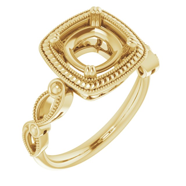 Rope & Milgrain Solitaire Ring