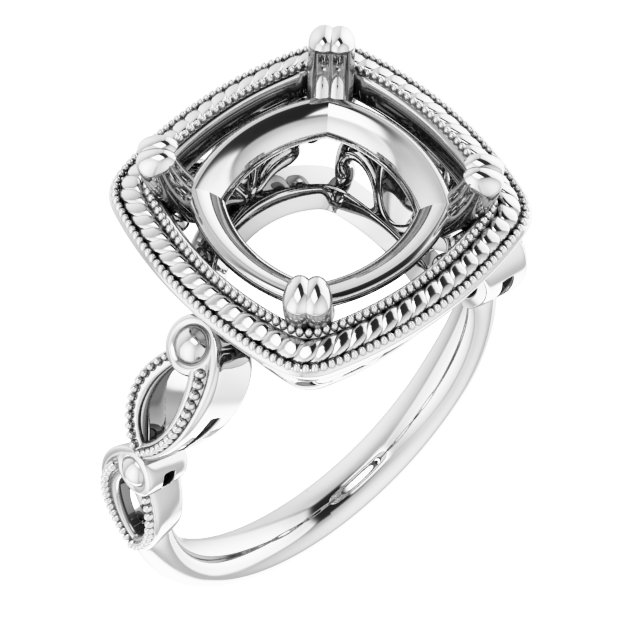 Rope & Milgrain Solitaire Ring