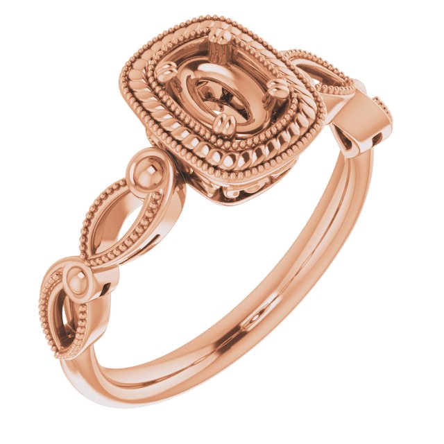 Rope & Milgrain Solitaire Ring