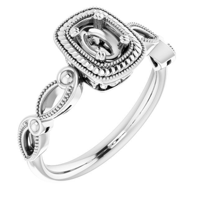 Rope & Milgrain Solitaire Ring