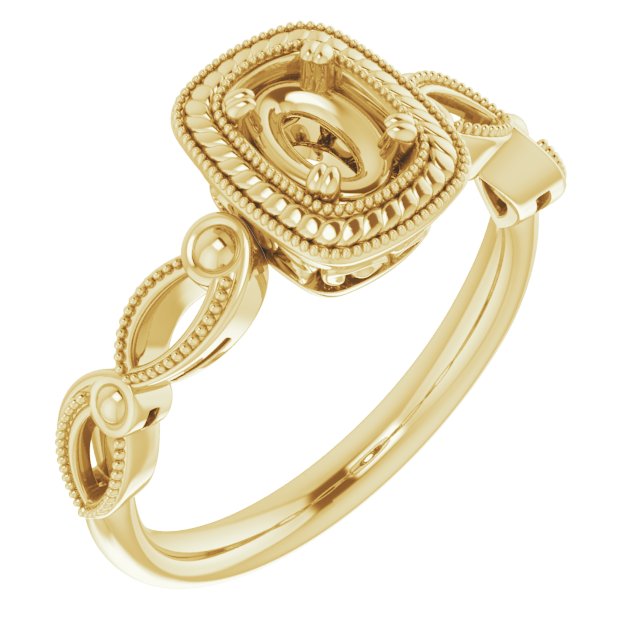 Rope & Milgrain Solitaire Ring