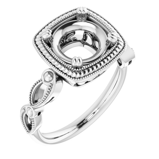 Rope & Milgrain Solitaire Ring