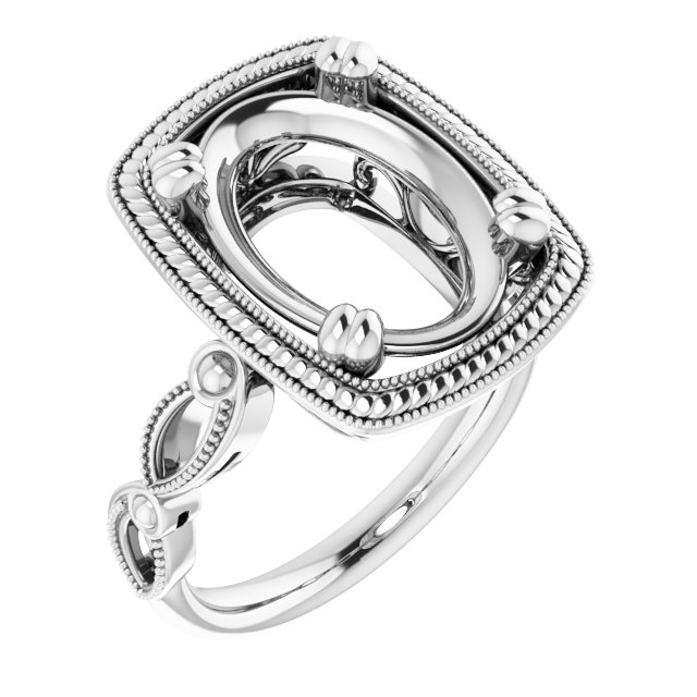 Rope & Milgrain Solitaire Ring