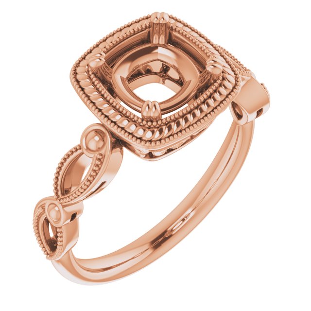 Rope & Milgrain Solitaire Ring