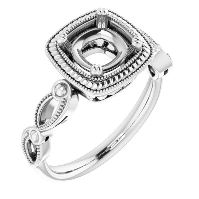 Rope & Milgrain Solitaire Ring