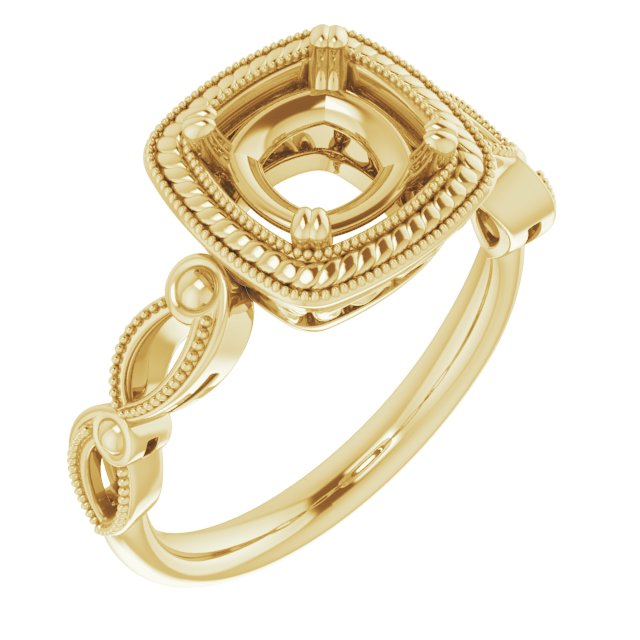 Rope & Milgrain Solitaire Ring