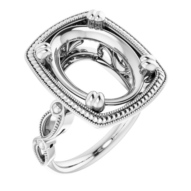 Rope & Milgrain Solitaire Ring