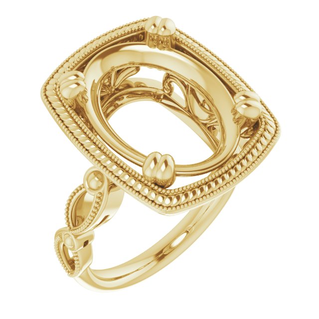 Rope & Milgrain Solitaire Ring