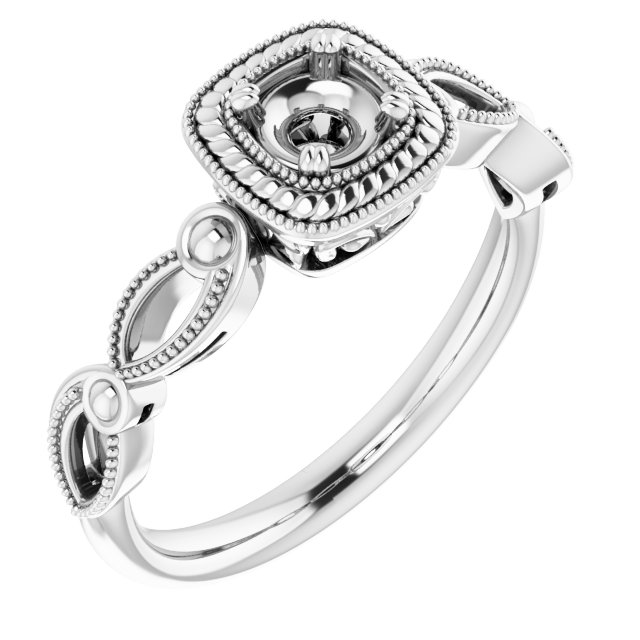 Rope & Milgrain Solitaire Ring
