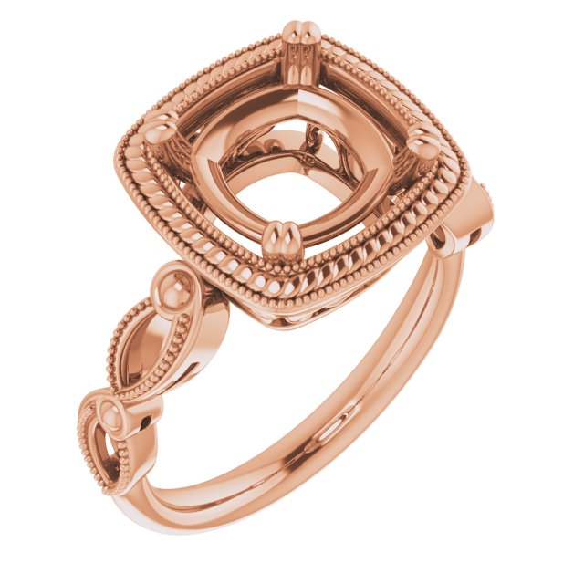 Rope & Milgrain Solitaire Ring