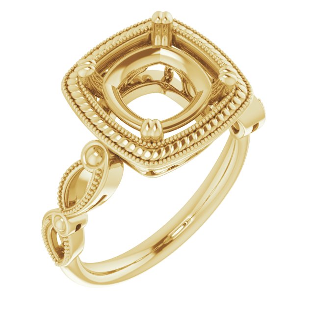 Rope & Milgrain Solitaire Ring