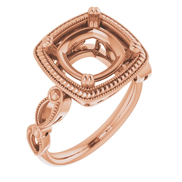 Rope & Milgrain Solitaire Ring