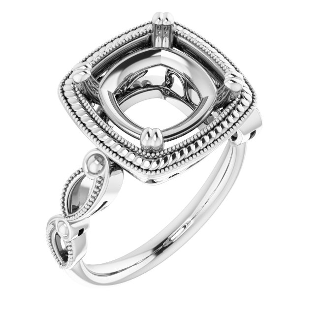 Rope & Milgrain Solitaire Ring