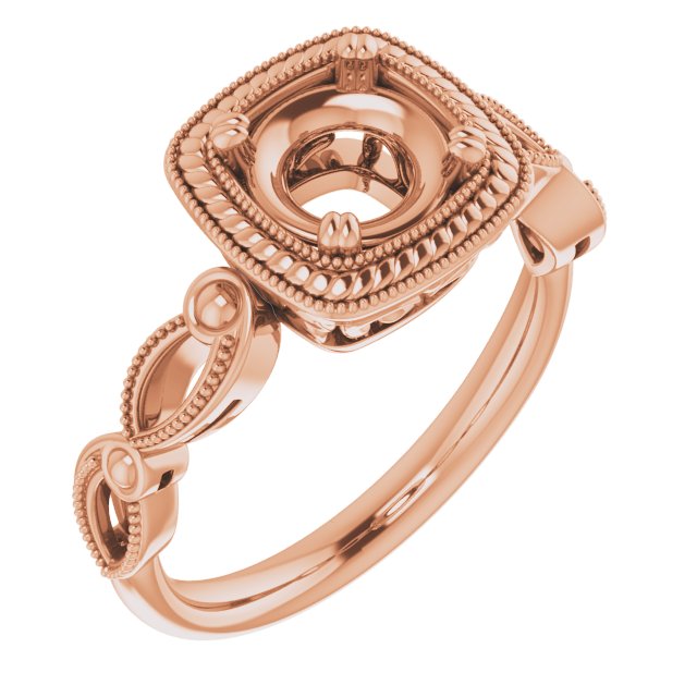Rope & Milgrain Solitaire Ring