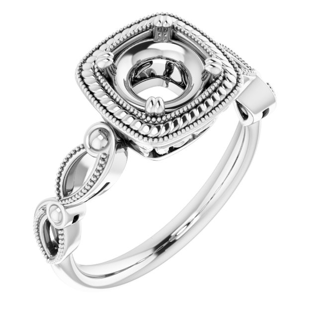 Rope & Milgrain Solitaire Ring