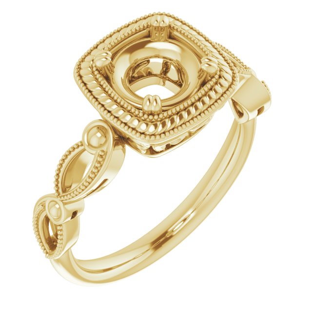 Rope & Milgrain Solitaire Ring