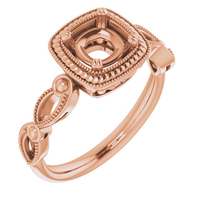 Rope & Milgrain Solitaire Ring