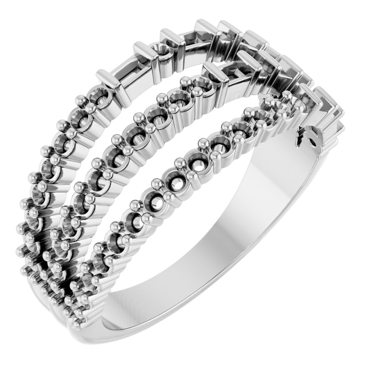 14K White 7/8 CTW Natural Diamond Stacked Ring